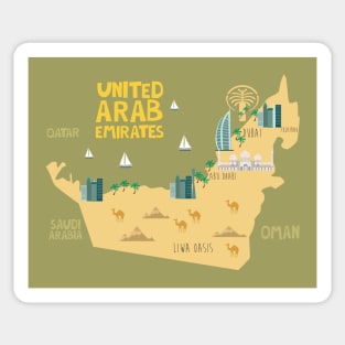 United Arab Emirates Illustrated Map Sticker